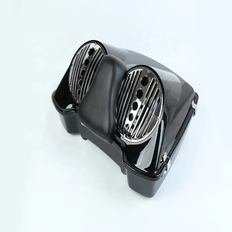 Black Double 8 Inch Speaker Lid W Backrest for Touring 1994-2013 razor Chopped King Tour Pak Trunk